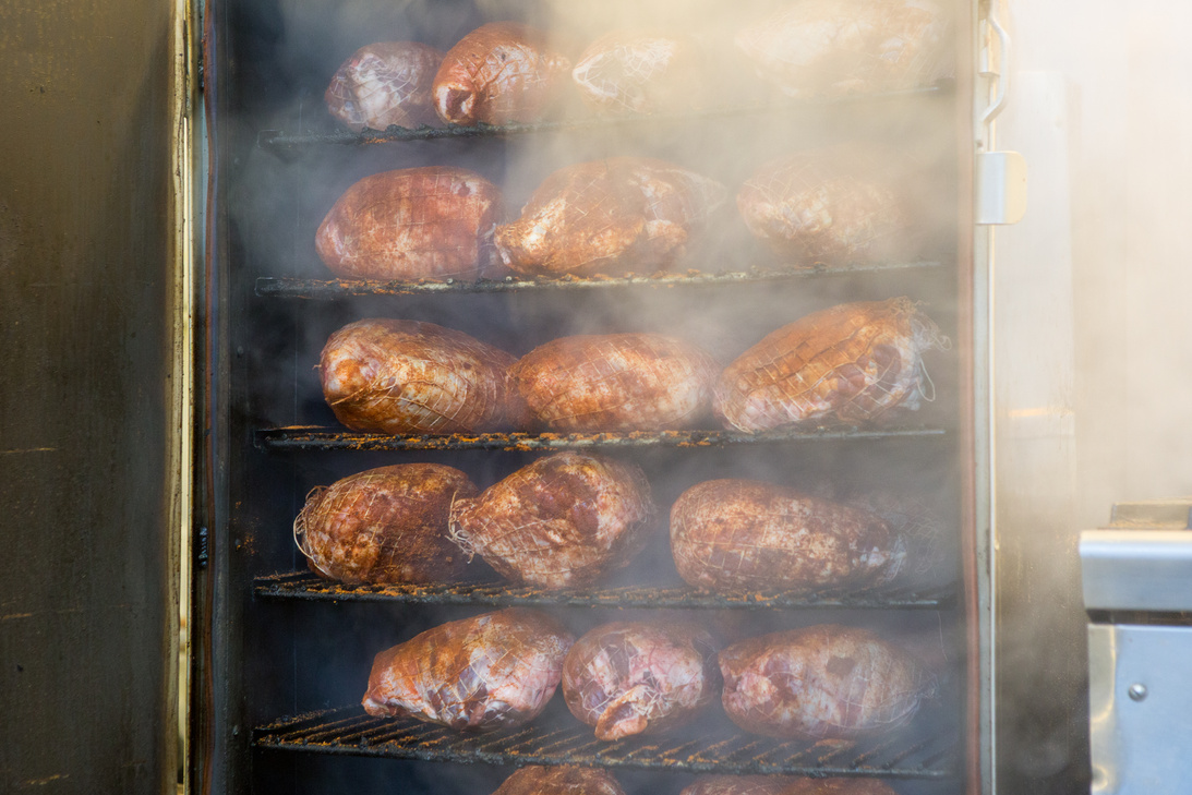Smoked meats in the smoker
